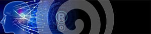 Abstract technology security on global network background, vector illustration. Binary stream. Data highway.
