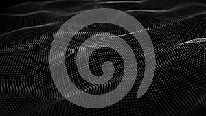 Abstract technology stream background. Digital dynamic wave of dots. Network connection structure. 3D rendering