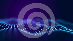Abstract technology stream background. Digital dynamic wave of dots. Network connection structure. 3D rendering