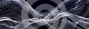 Abstract technology stream background. Digital dynamic wave of dots. Network connection structure. 3D rendering
