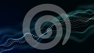 Abstract technology stream background. Digital dynamic wave of dots. Network connection structure. 3D rendering