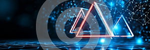 Abstract technology and triangles representing data connection innovation futuristic and digital network