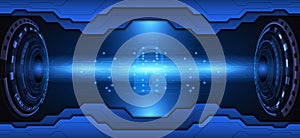 abstract technology twins circle communication padlock Hi-tech futuristic cyber security key dark blue background vector
