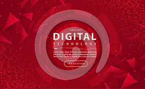 Digital technology banner red background concept circuit technology light effect abstract cyber tech innovation future data