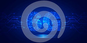 Abstract digital technology futuristic 6g wifi connect blue background, Cyber science tech layout, Innovation future Ai big data