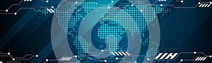 Abstract technology world map web header design