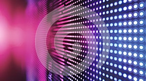 An abstract television videowall grid template with a circle in an abstract blue, pink, and purple gradient background