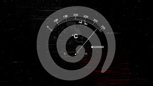 Abstract temperature gauge with long arrow