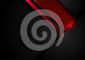 Abstract template black and red geometric overlapping with shadow and lighting effect on dark background technology style