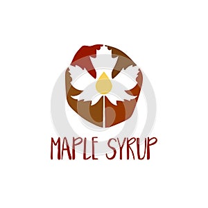 Abstract template logo design with maple leaf and drop.