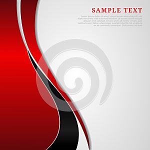 Abstract template red and black curve with copy space for text on white background. Modern style