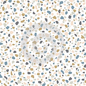 Abstract Terrazzo flooring seamless vector pattern on a white background.