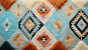 Abstract textile design with vibrant colors and indigenous cultural patterns generated by AI