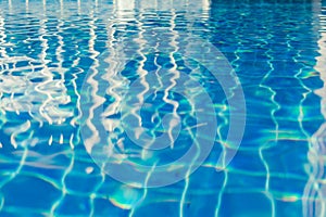 Abstract texture of blue wave water in swimming pool.