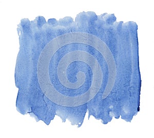 Abstract texture brush ink background blue aquarell watercolor splash paint on white background