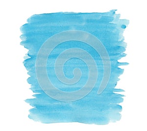 Abstract texture brush ink background blue aquarell watercolor splash paint on white background