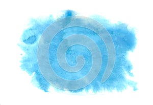 Abstract texture brush ink background blue aquarell watercolor splash paint on white background photo