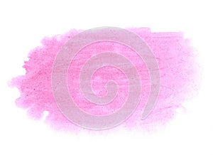 Abstract texture brush ink background pink red aquarel watercolor splash hand paint on white background