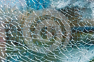 Abstract texture of cracked broken glass