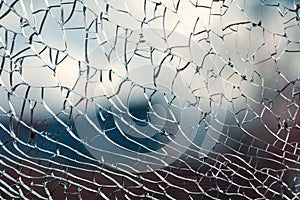 Abstract texture of cracked broken glass