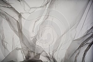 Abstract Texture Crumpled Polyethylene White Grey Background,Pattern Crease Plastic Bag with Sun Shine Backdrop,Film
