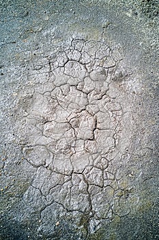 Abstract texture of dried cracked scorched earth. Global warming and shortage of water on the planet concept. Solidified grey