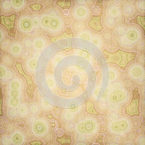 Abstract texture with flowing colorful round spots on old vintage paper