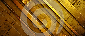 Abstract texture gold background banner panorama long with 3d geometric lines gradient shapes for website illustration, AI