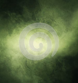 Abstract texture of green smoke on a black background