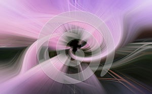 Abstract texture with pink green swirls moving towards black hole