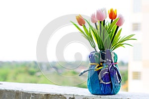 Abstract texture of plastic flowers