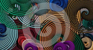 Abstract texture psychedelic fractal of chaotic figures of various shapes and sizes