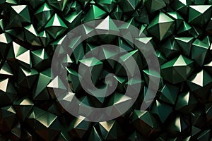 Abstract texture wallpaper of green emerald crystal facet triangle shapes photo