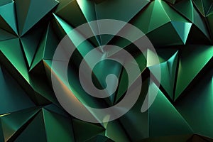 Abstract texture wallpaper of green emerald crystal facet triangle shapes photo