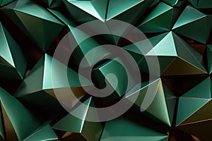 Abstract texture wallpaper of green emerald crystal facet triangle shapes photo