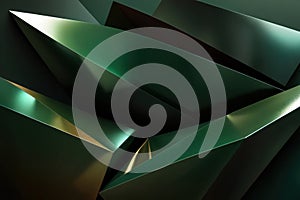 Abstract texture wallpaper of green emerald crystal facet triangle shapes photo