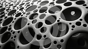 Abstract textured background with circular holes creating a dynamic visual pattern