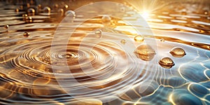 Abstract water waves in pool with sun reflection