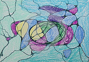 Abstract textured pensil and oil pastel hand painted background