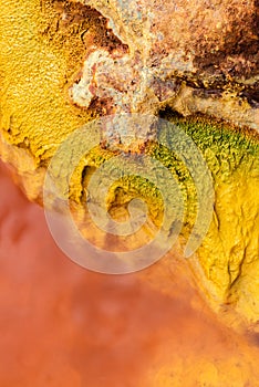 Abstract textures and formations on the banks of Rio Tinto river  Andalusia Spain