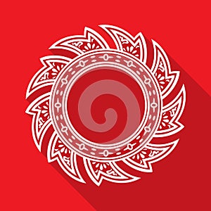 Abstract Thai style white Rowel isolated on red background. vector illustration