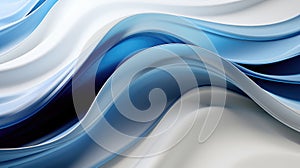 Abstract thick fluid flowing horizontally in blues and silvers