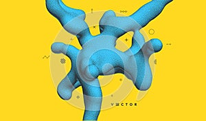 Abstract three-dimensional composition in dotwork style. Pointillism graphic. Dot stipple design. 3D vector illustration with