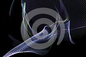 Abstract three-dimensional corporeal lines created with light painting photography. Resource for designers