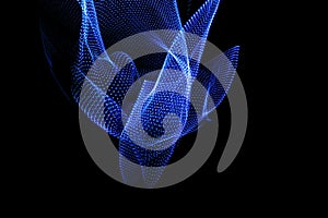 Abstract three-dimensional corporeal lines created with light painting photography. Resource for designers photo