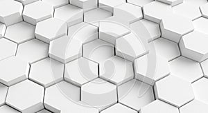 Abstract White Hexagonal Geometric Pattern with 3D Depth and Shadows background texture