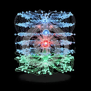 Abstract Neural Network Structure with Glowing Nodes and Connections
