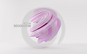 Abstract, three-dimensional shape in pastel colors isolated on a gray background. Vector 3d illustration