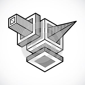 Abstract three-dimensional shape, vector design cube element.