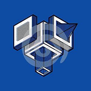 Abstract three-dimensional shape, vector design cube element.